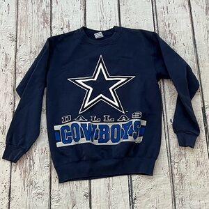 Vintage 1990s Boys Kids Dallas Cowboys NFL Football Crewneck Pullover Sweatshirt